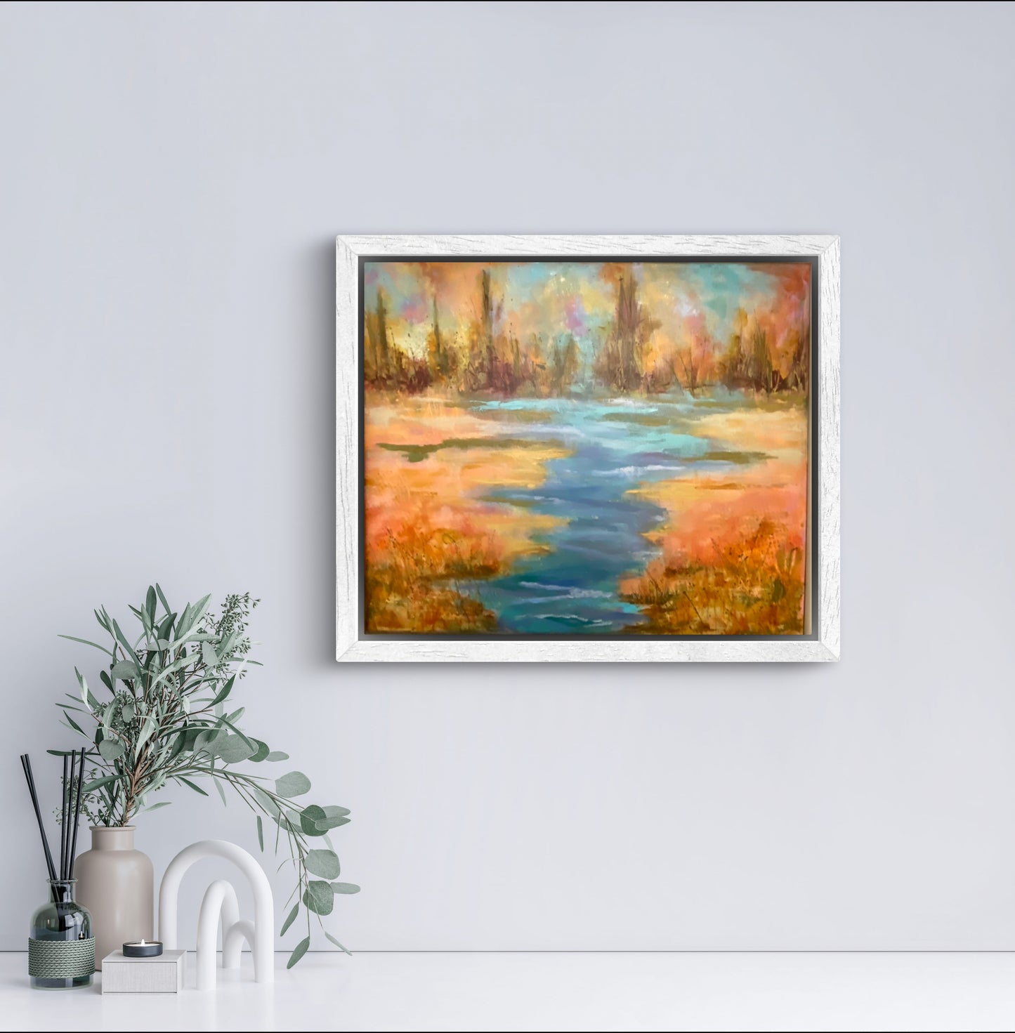 "Lazy River" original acrylic and oil painting on canvas