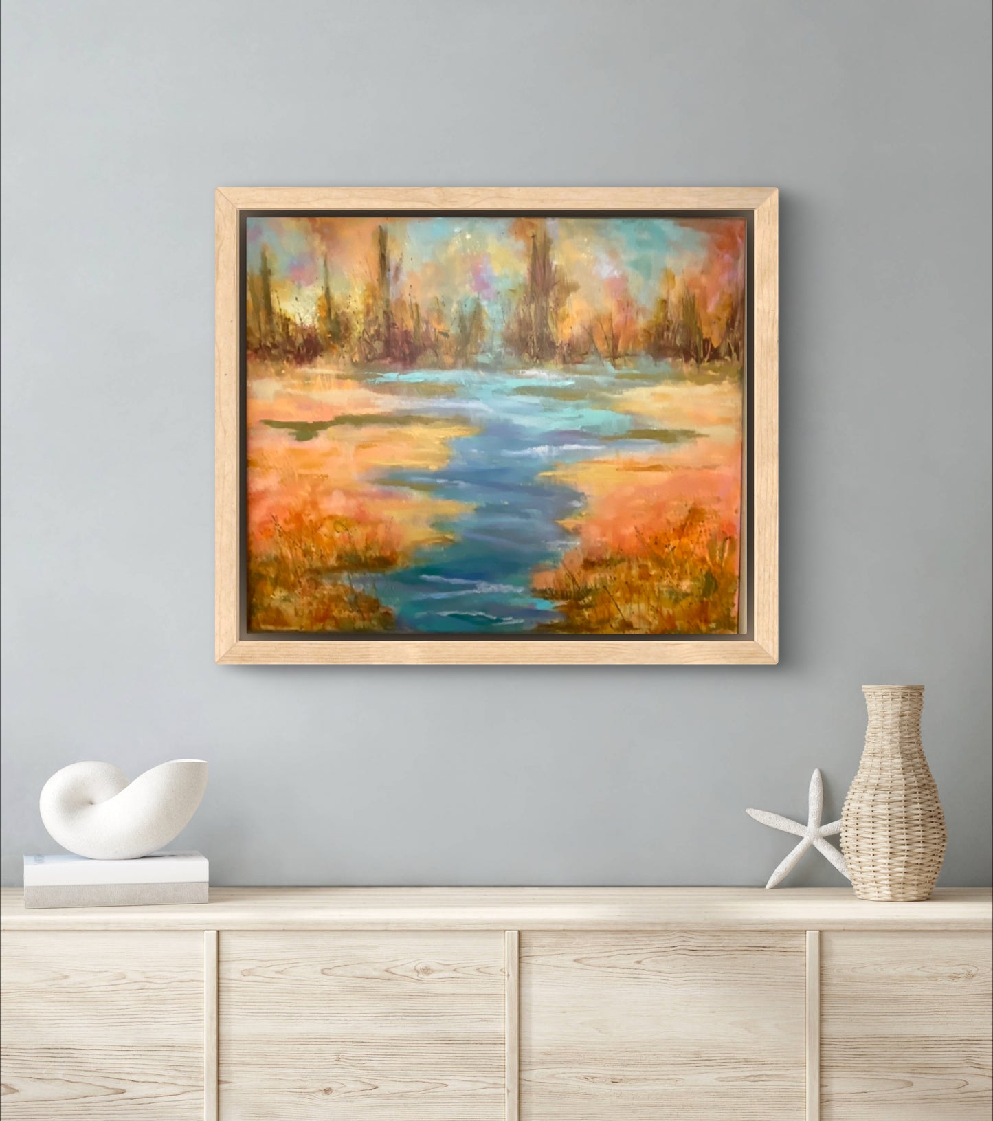 "Lazy River" original acrylic and oil painting on canvas